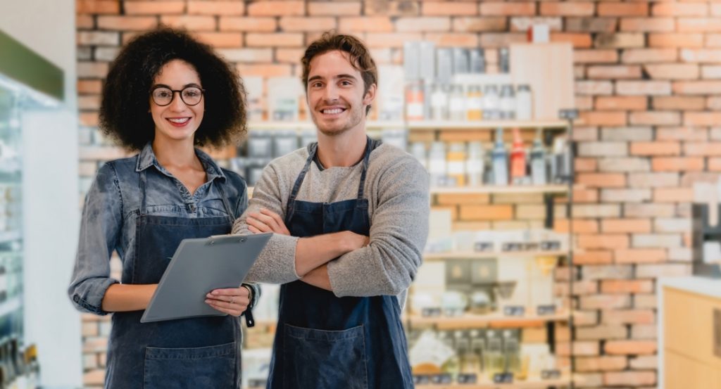 Workers at cannabis shop